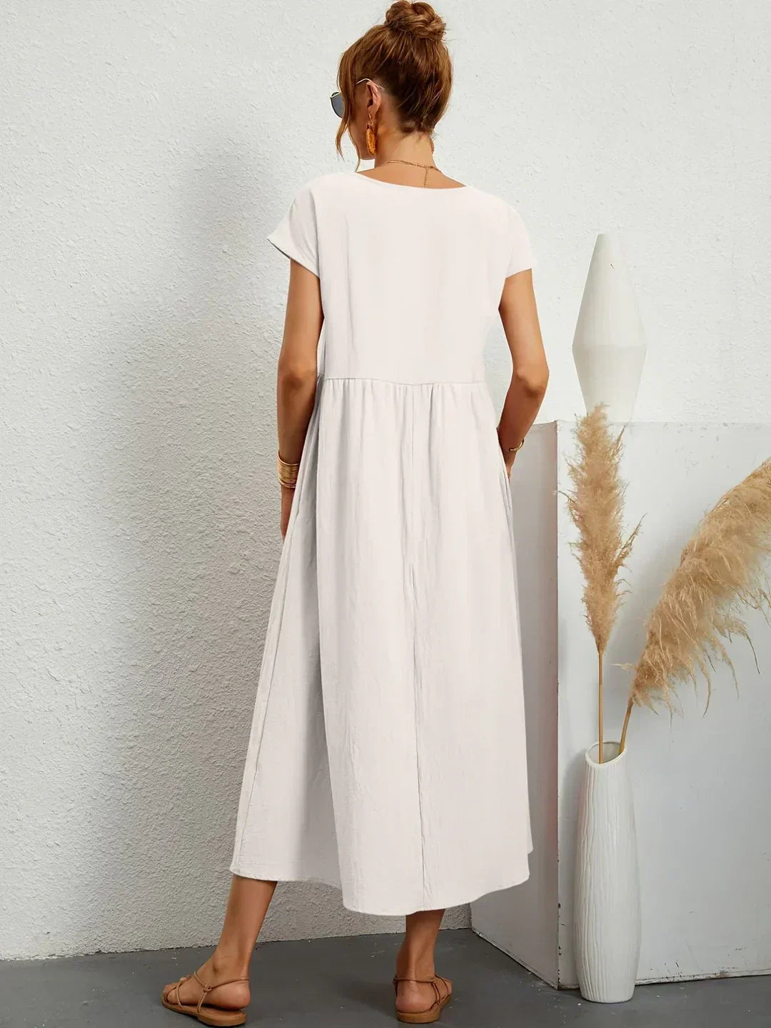 WW | Casual Elegant Baumwolle und Leinenkleid