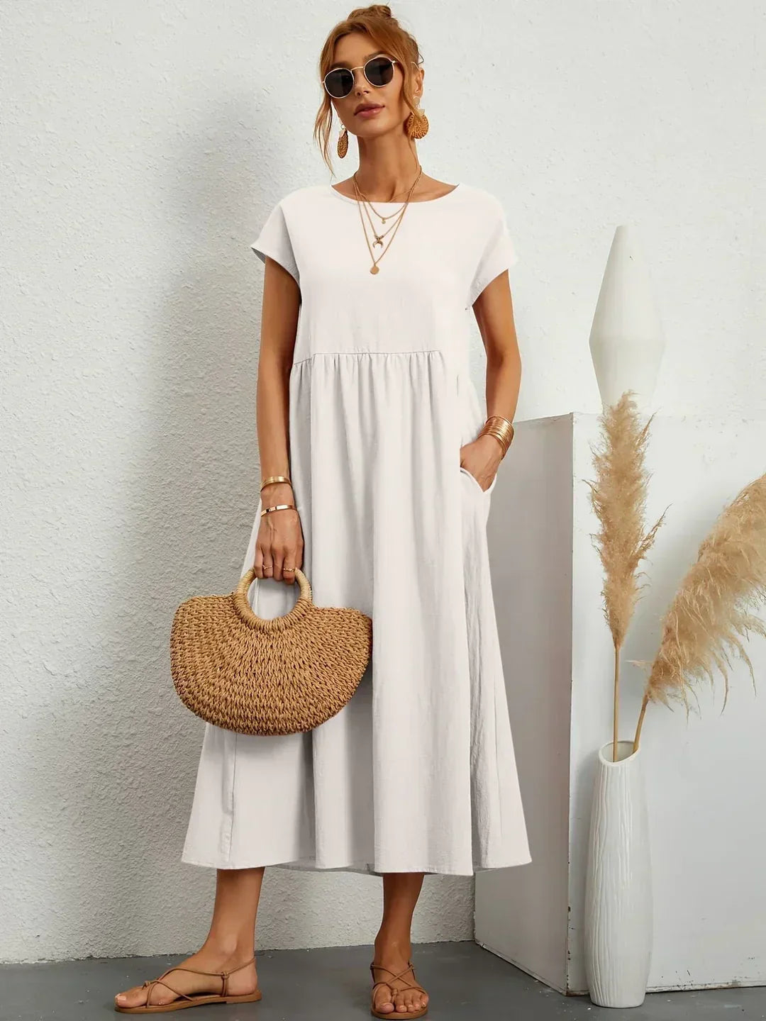 WW | Casual Elegant Baumwolle und Leinenkleid