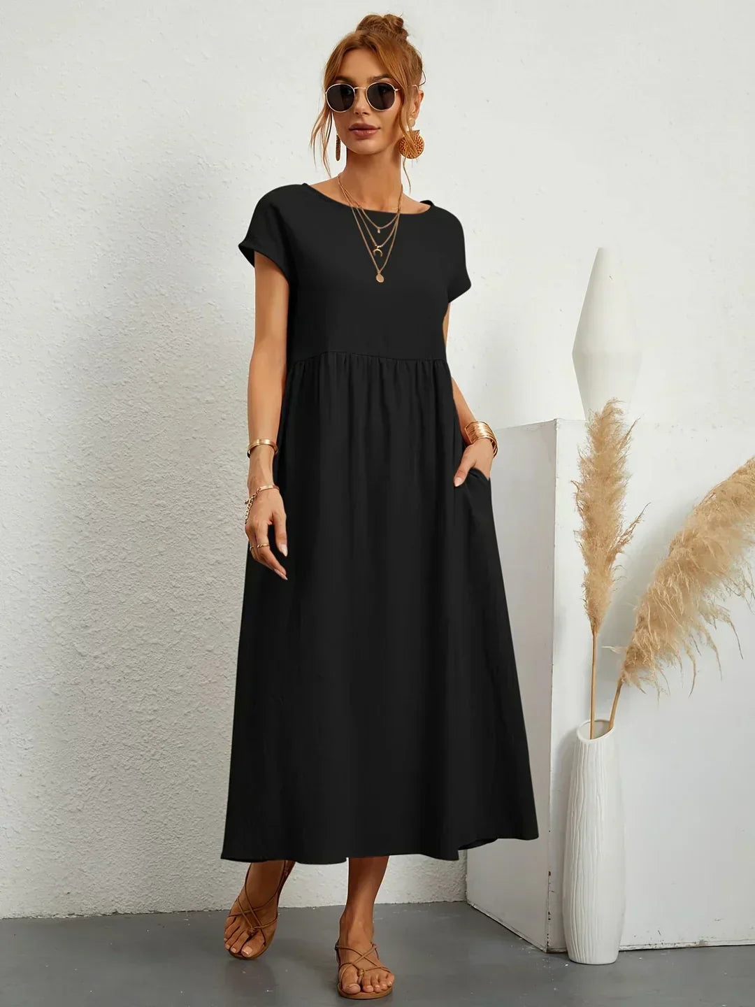 WW | Casual Elegant Baumwolle und Leinenkleid