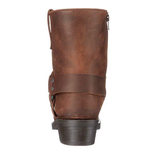 WW | Stylish Women's Leather Biker Boots – Black Mid-Cut Moto Shoes with Harness Design