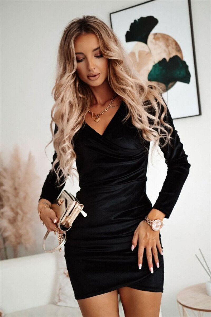 WW | Samt Party Kleid Lange Ärmel Ist Ein Muss Für Diese Saison.