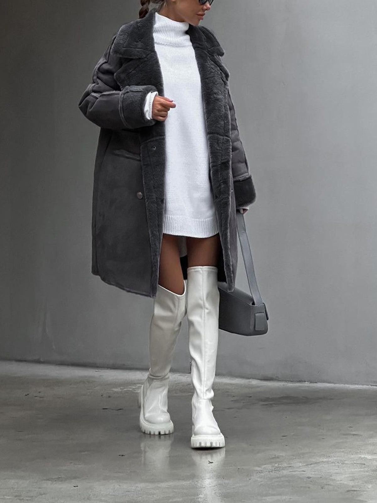 WW | Damen Lange Winterjacke mit Reverskragen