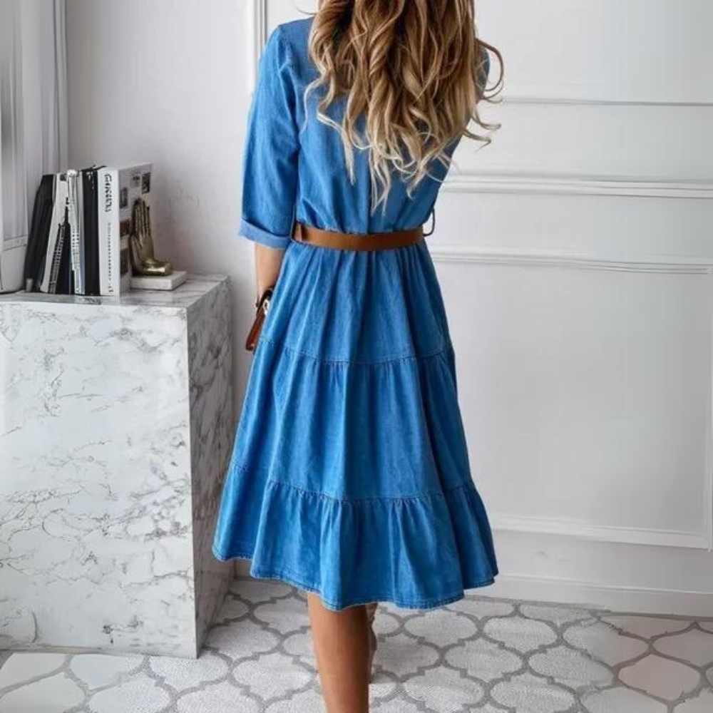 WW | Elegantes Denim-Kleid mit Gürtel