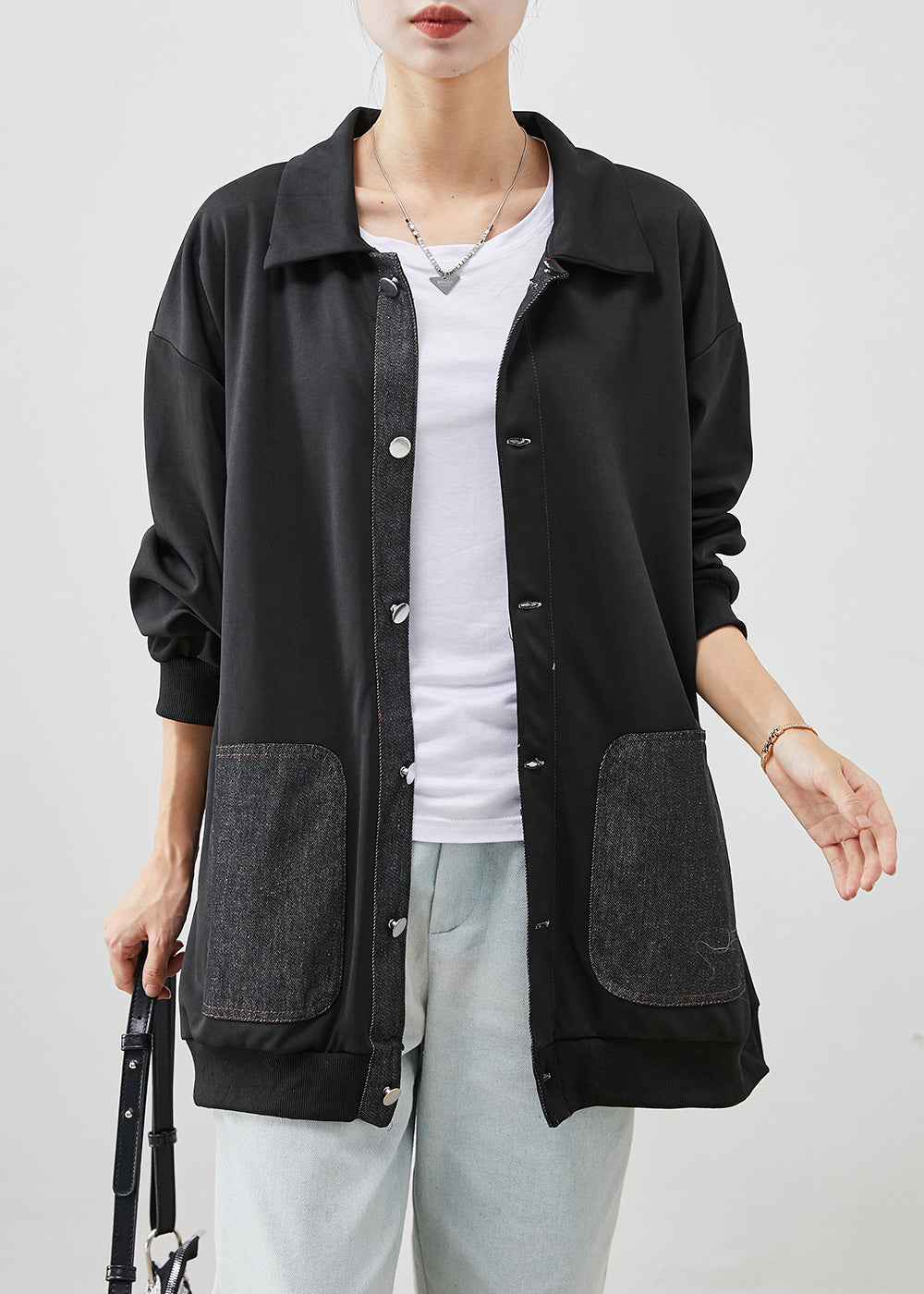 WW | Black Oversized Patchwork Cotton Coats
