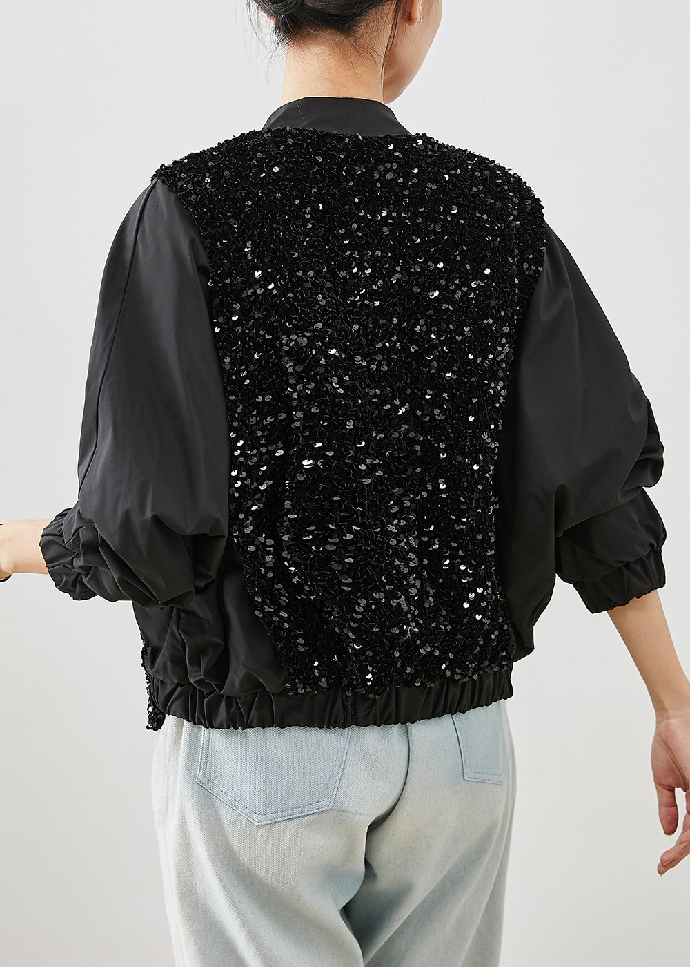 WW | Black Sequin Pocket Patchwork Cotton Jackets