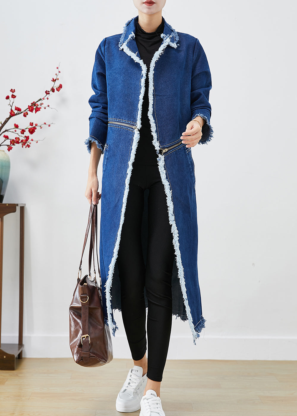 WW | Blue Reversible Denim Zipper Trench Coats