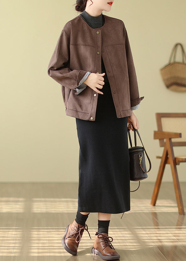 WW | Chocolate Oversized Faux Suede Coats