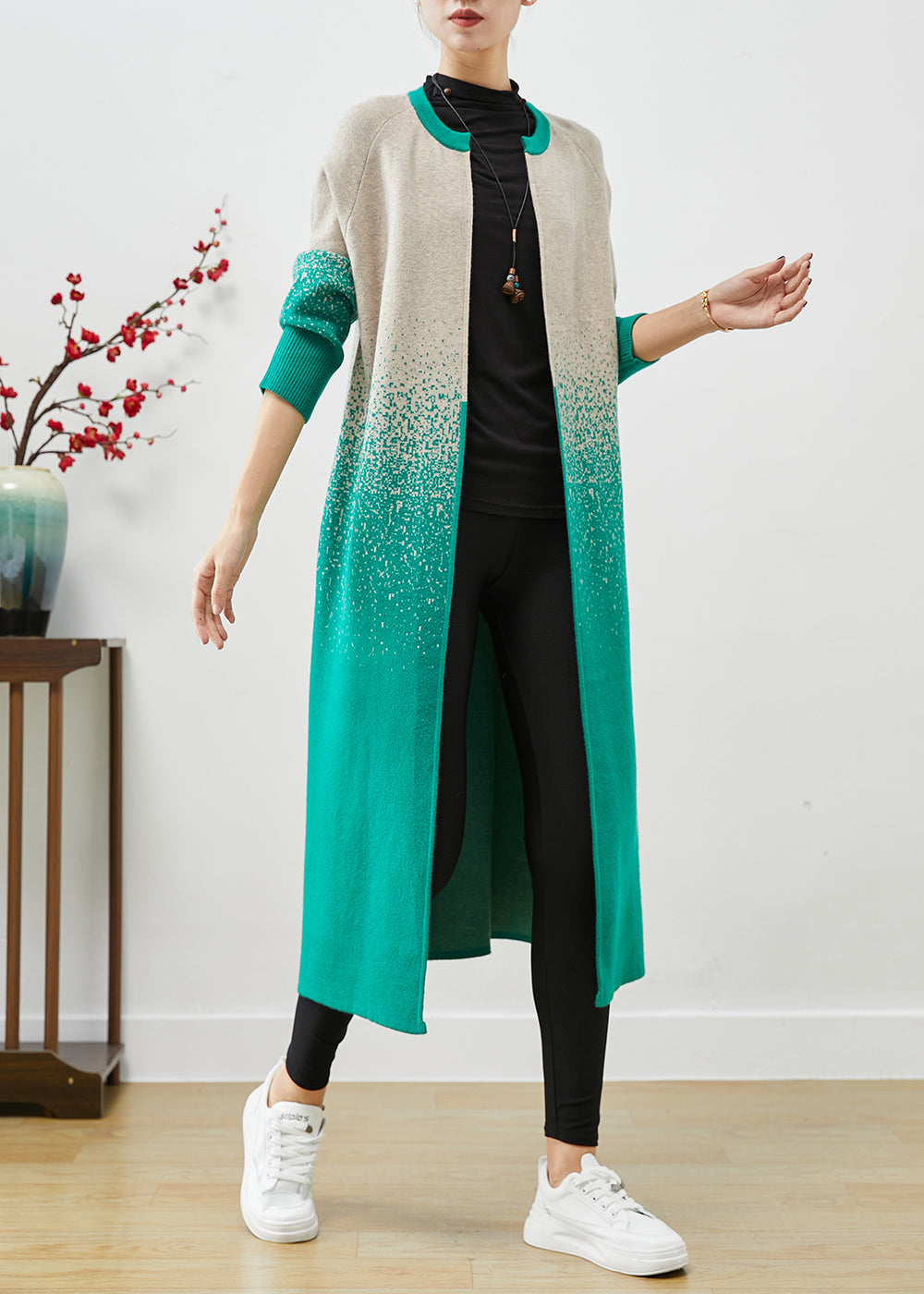 WW | Gradient-Color Slim Fit Chunky Knit Trench Coats