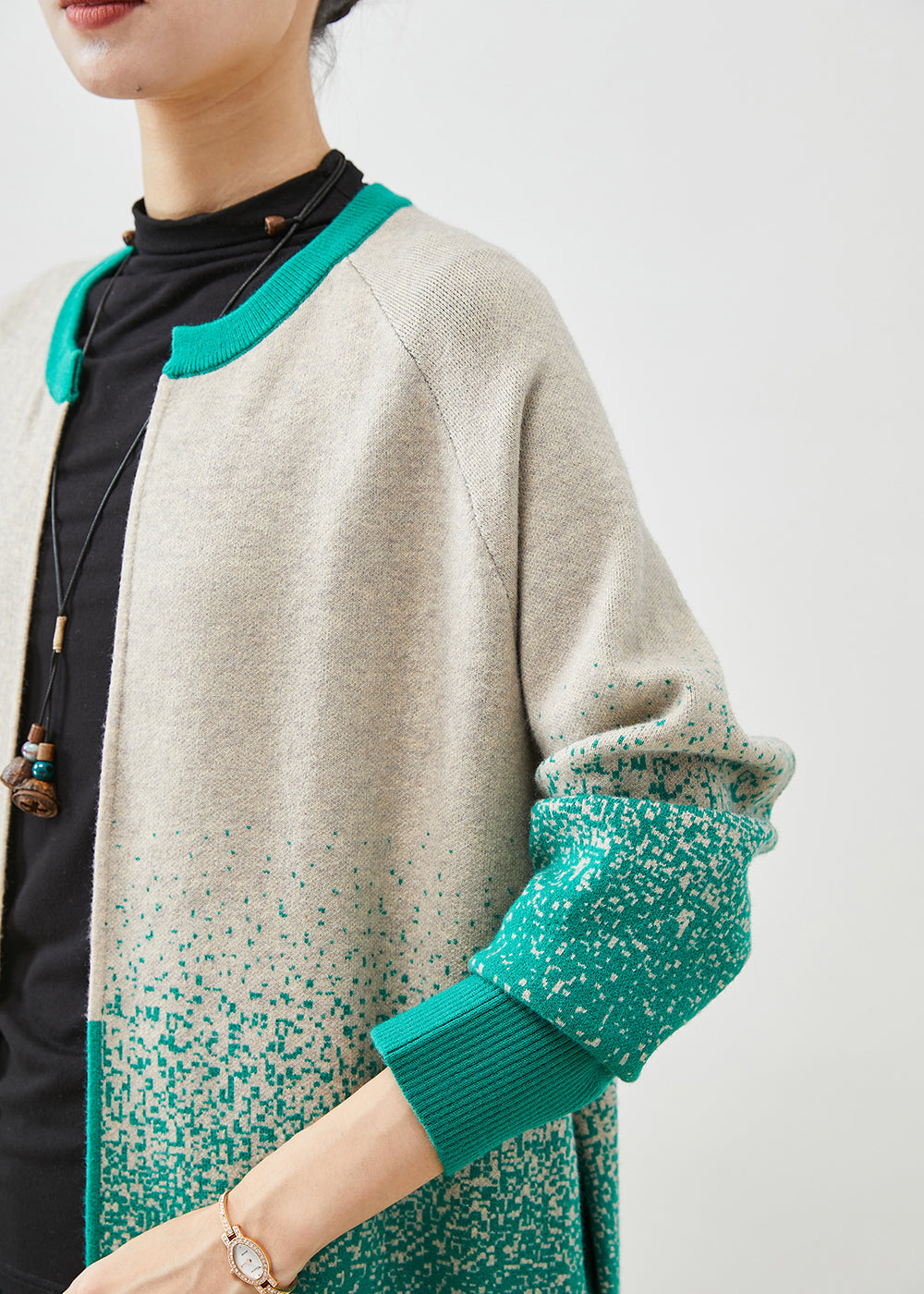 WW | Gradient-Farben Slim Fit Dickstrick-Trenchcoats