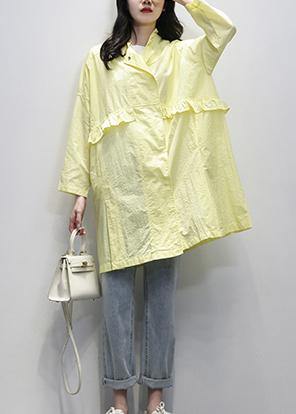WW | Notched Ruffles Plus Size Mäntel Frauen gelb tägliche Oberbekleidung