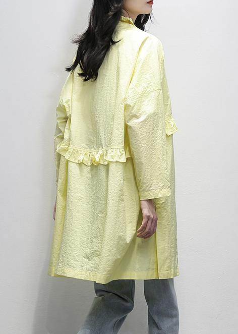 WW | Notched Ruffles Plus Size Mäntel Frauen gelb tägliche Oberbekleidung