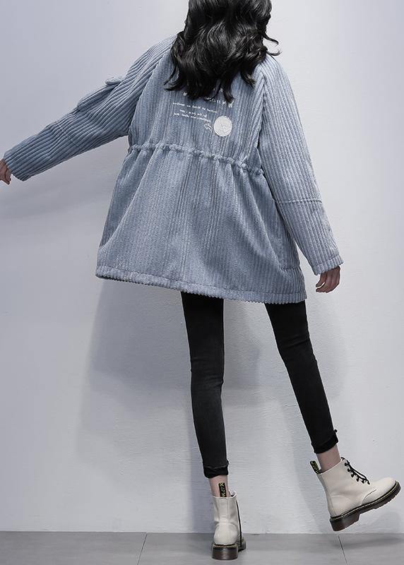 WW | Stehkragen Reißverschluss Plus Size Kleidung blaue tägliche Damenmäntel