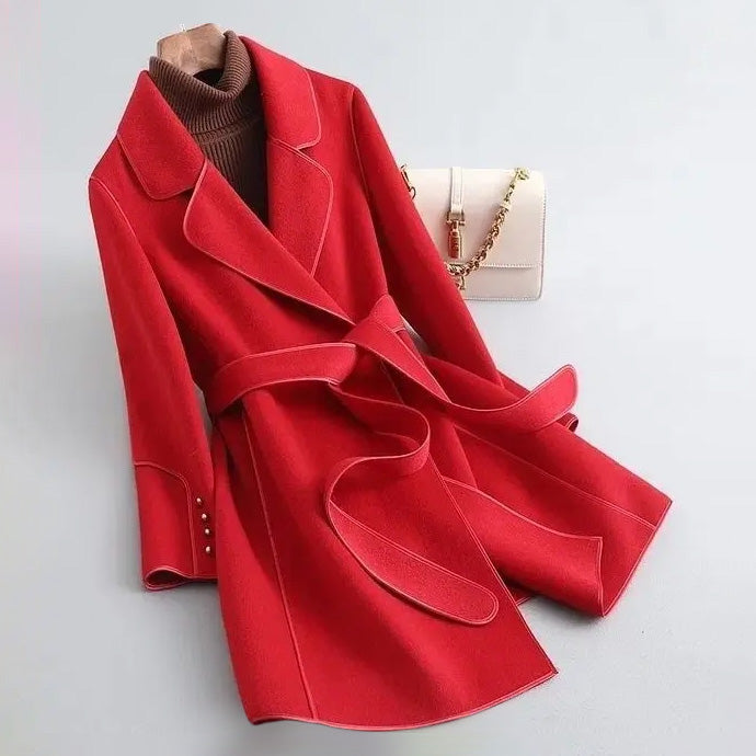 WW | Slim Fit Coat - Belt Buckle Wrap Style Knee-Length Winter Coat