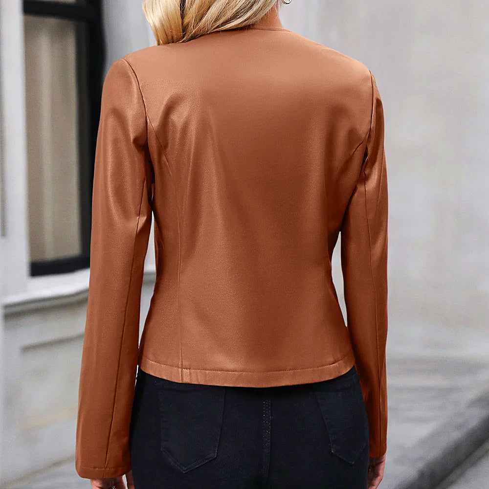 WW | Fashionable Biker Jacket with Round Neck