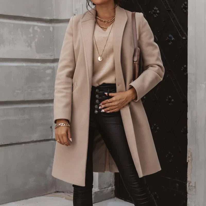 WW | Damen Langer Mantel - Einreihig & Tailliert