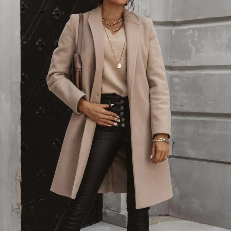 WW | Damen Langer Mantel - Einreihig & Tailliert