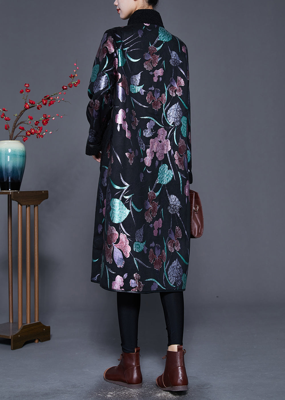 WW | Print Fleece Wool Lined Stand Collar Winter Coats