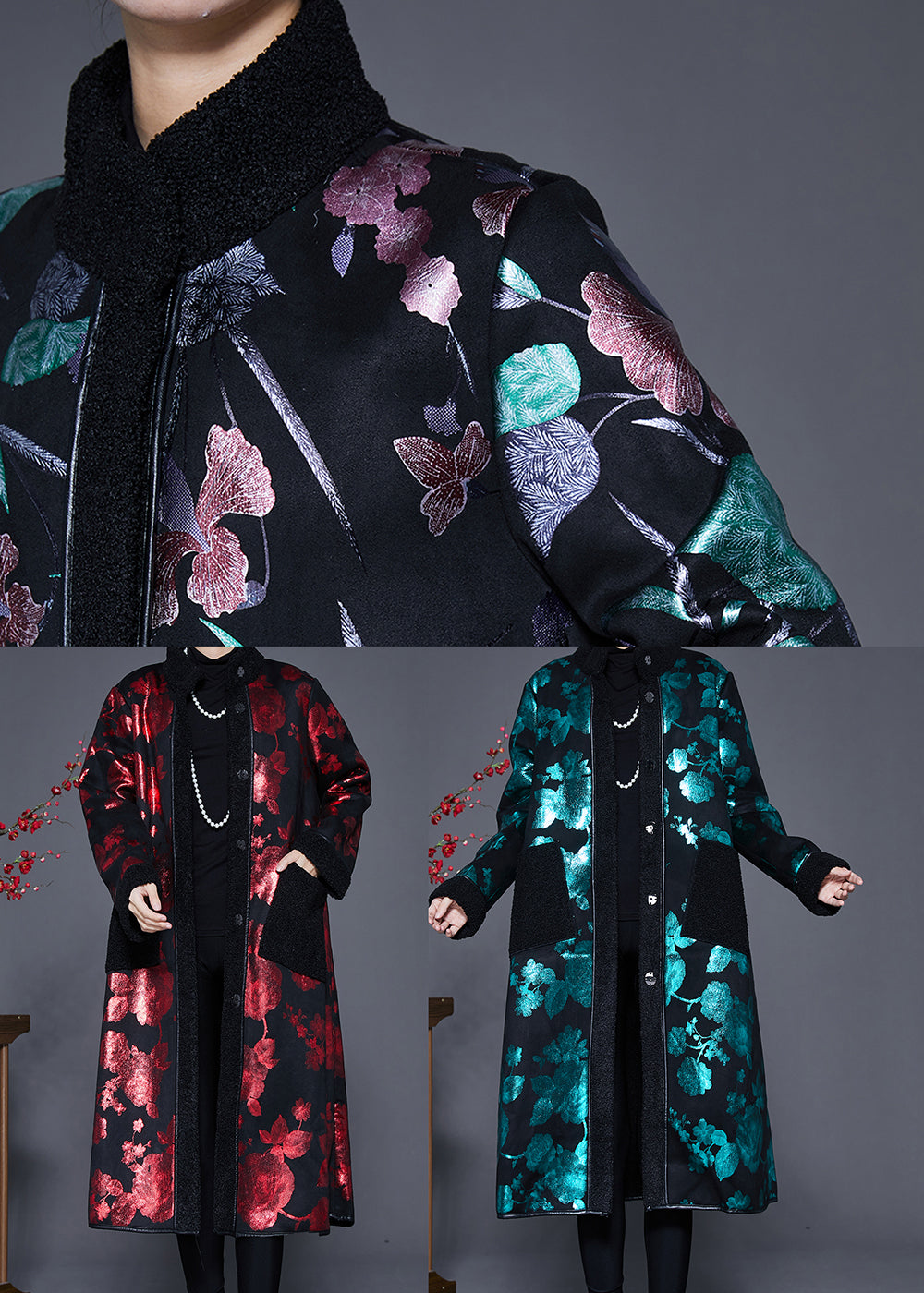 WW | Print Fleece-Wollfutter Mäntel Stehkragen Winter