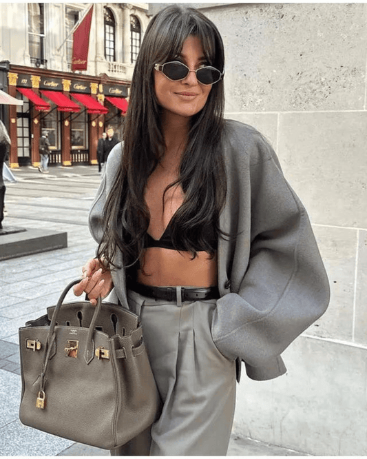 WW | Double-Breasted Coat - Modern Minimalist Style - Wool Blend - Chic Outerwear