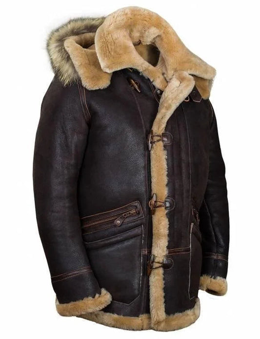 WW | Kapuzenjacke Lederlook Plüschfutter Knopfverschluss Legere Passform