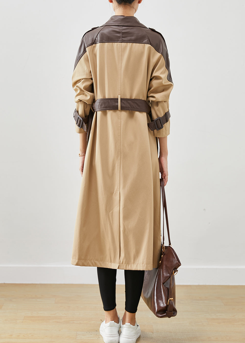 WW | Khaki Peter Pan Collar Patchwork Cotton Coats