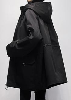 WW | schwarze Plus Size Tunika-Mantel Arbeits Kapuzen Gürtel Frauen Mäntel
