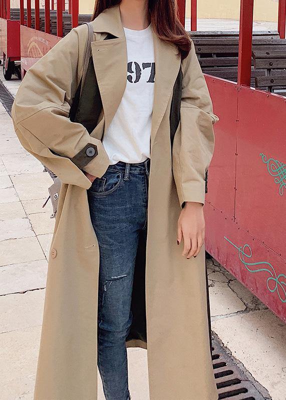 WW | doppelreihiger feiner Patchwork Lange Mäntel khaki oversized Mäntel