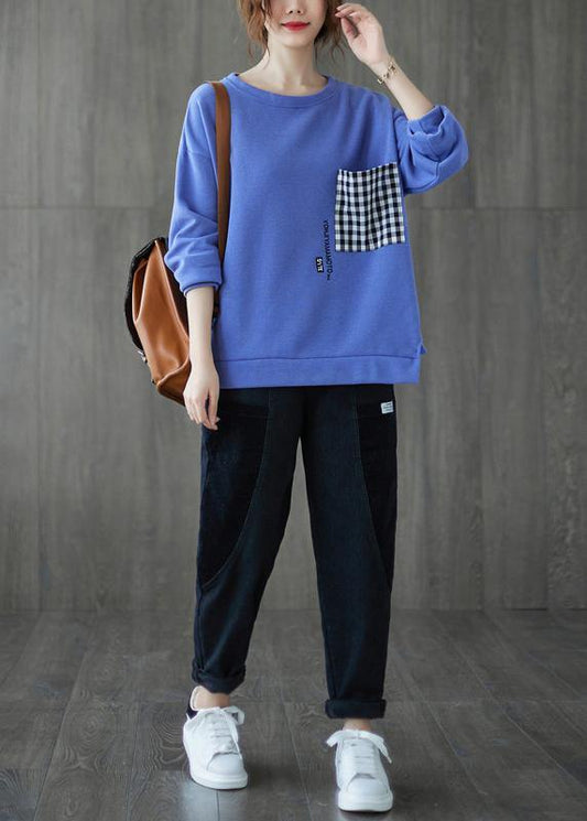 WW | Hals Patchwork Maxi Mantel Blau Knie Damen Mäntel