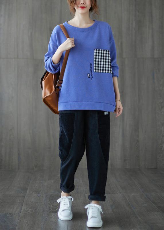 WW | Hals Patchwork Maxi Mantel Blau Knie Damen Mäntel