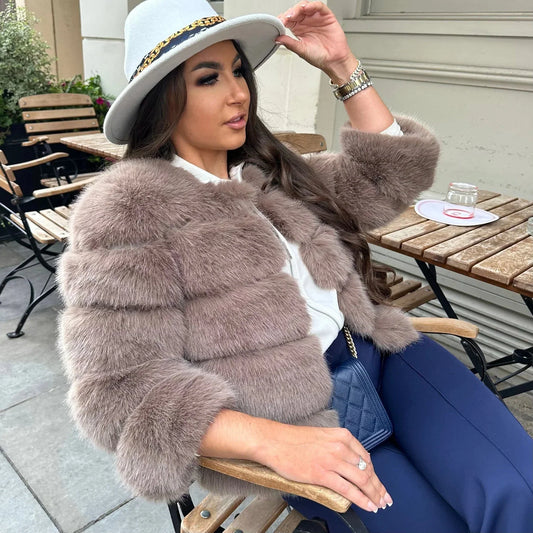 WW | Jacket Stylish Short Fur Coat Fur Jacket Women