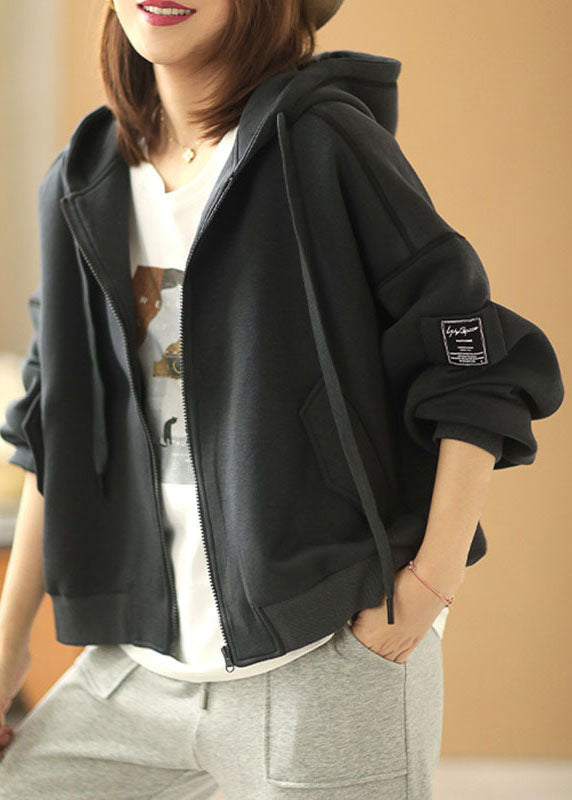 WW | Black hooded jacket with zip pockets for fall