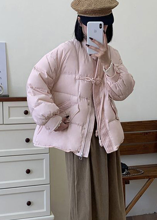 WW | Chinesischer Stil Schwarze Quasten Entenfedern Puffers Jacken Winter