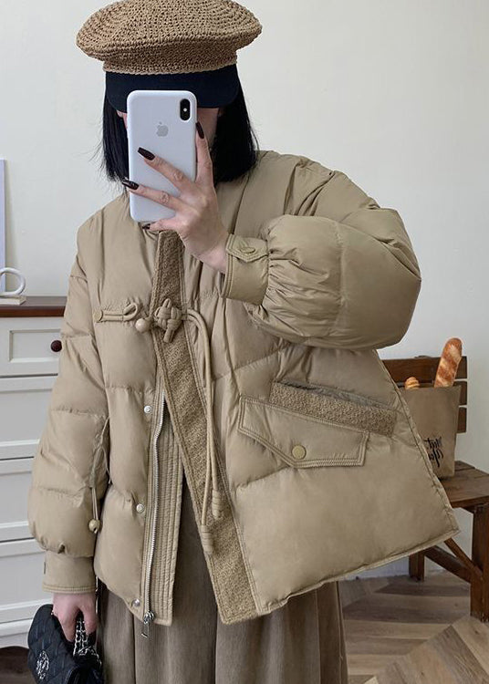 WW | Chinesischer Stil Schwarze Quasten Entenfedern Puffers Jacken Winter