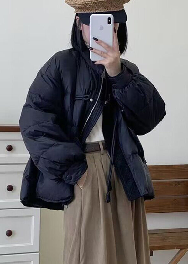 WW | Chinesischer Stil Schwarze Quasten Entenfedern Puffers Jacken Winter