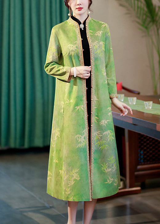 WW | Green Button Pocket Patchwork Long Coats