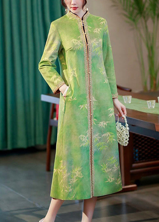 WW | Green Button Pocket Patchwork Long Coats