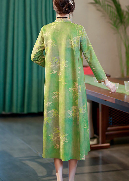 WW | Green Button Pocket Patchwork Long Coats