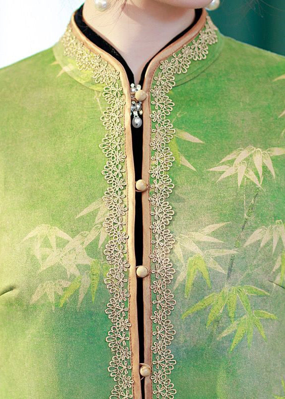 WW | Green Button Pocket Patchwork Long Coats