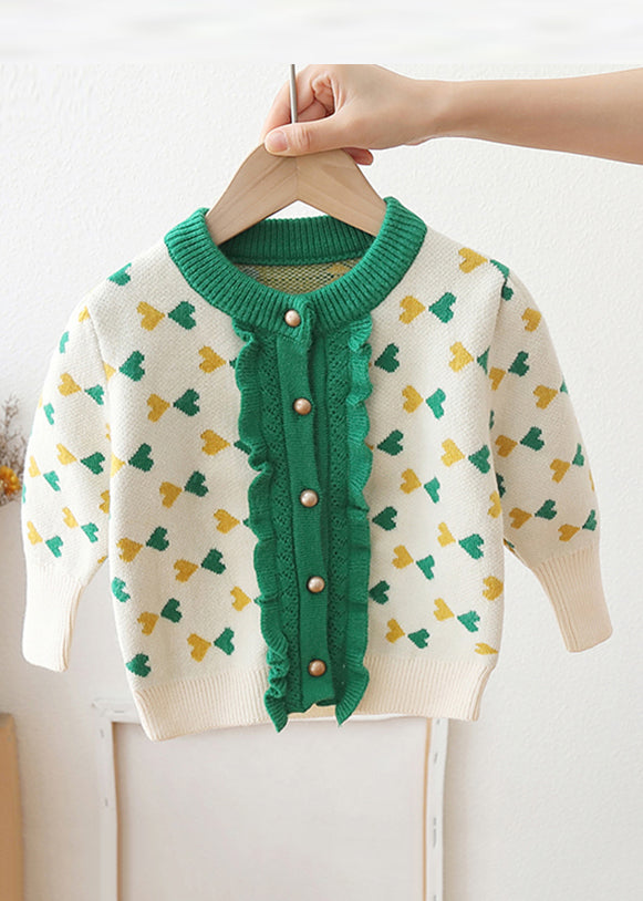 WW | Purple Button Ruffle Patchwork Cotton Knit Kids Coats