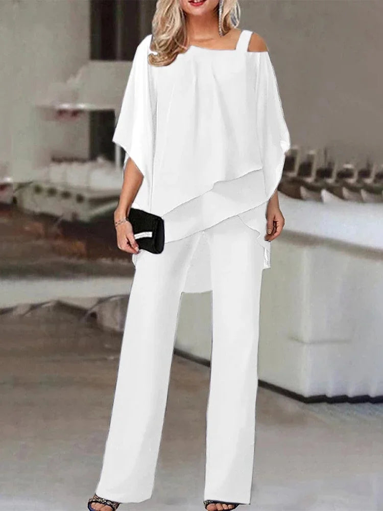 WW | Elegantes Baumwoll- und Chiffon-Set für Frauen