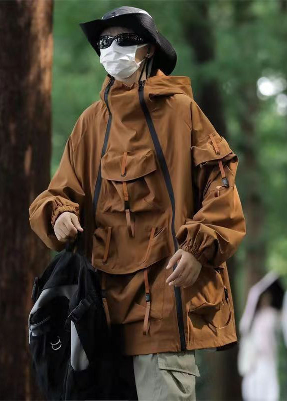 WW | Yellow hooded jackets with patch pockets, cotton