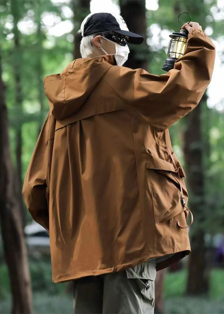 WW | Yellow hooded jackets with patch pockets, cotton