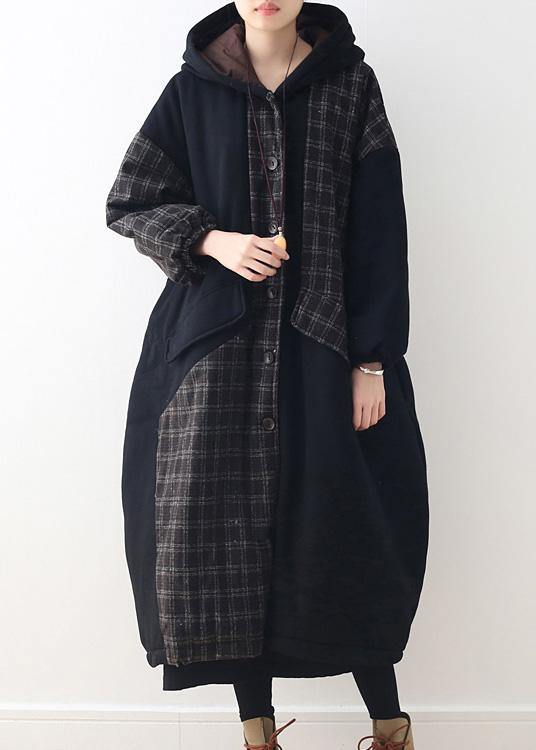 WW | Black Duck Feather Coat Plus Size Hooded Snow Jackets Patchwork Thick Jackets