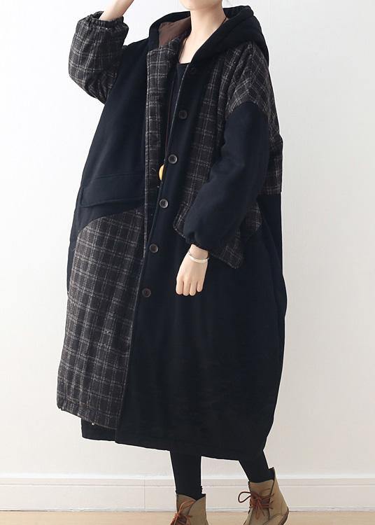 WW | Black Duck Feather Coat Plus Size Hooded Snow Jackets Patchwork Thick Jackets