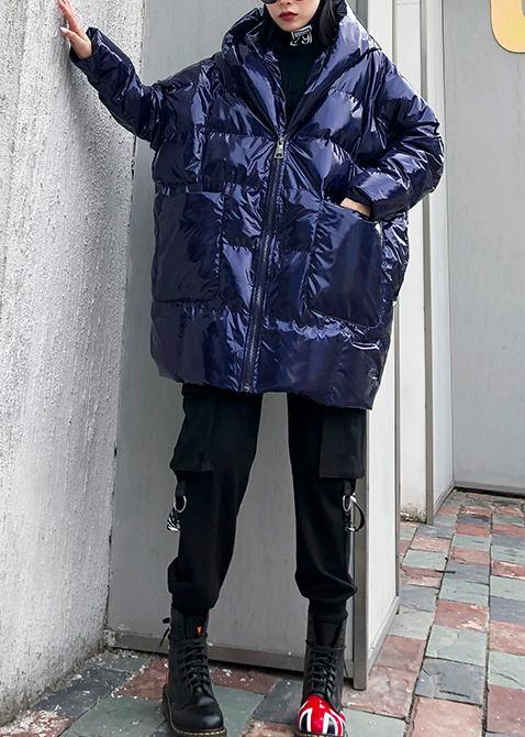 WW | Blue Women's Parkas Casual Coats Winter Hooded Zipper Outwear