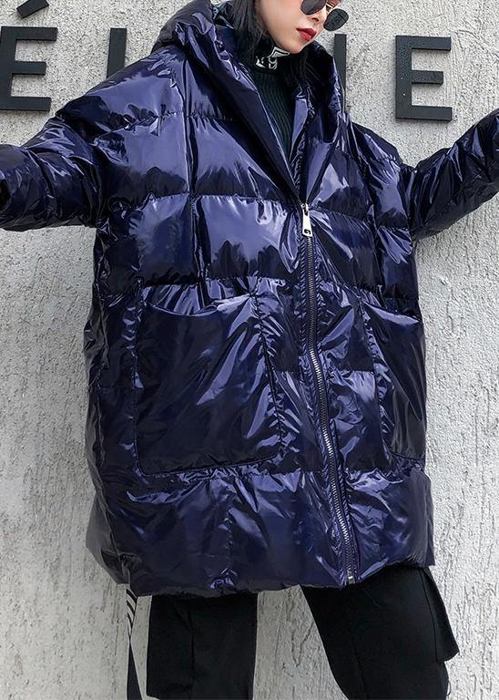 WW | Blue Women's Parkas Casual Coats Winter Hooded Zipper Outwear