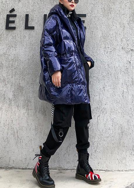 WW | Blue Women's Parkas Casual Coats Winter Hooded Zipper Outwear
