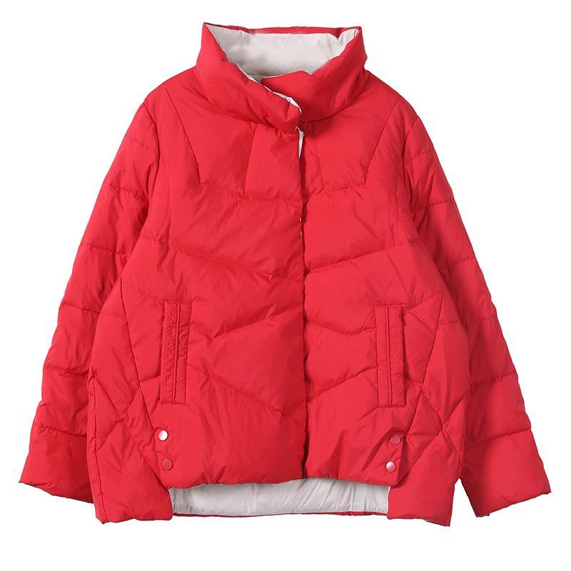 WW | casual down jackets coats black stand-up collar pockets warm winter coat