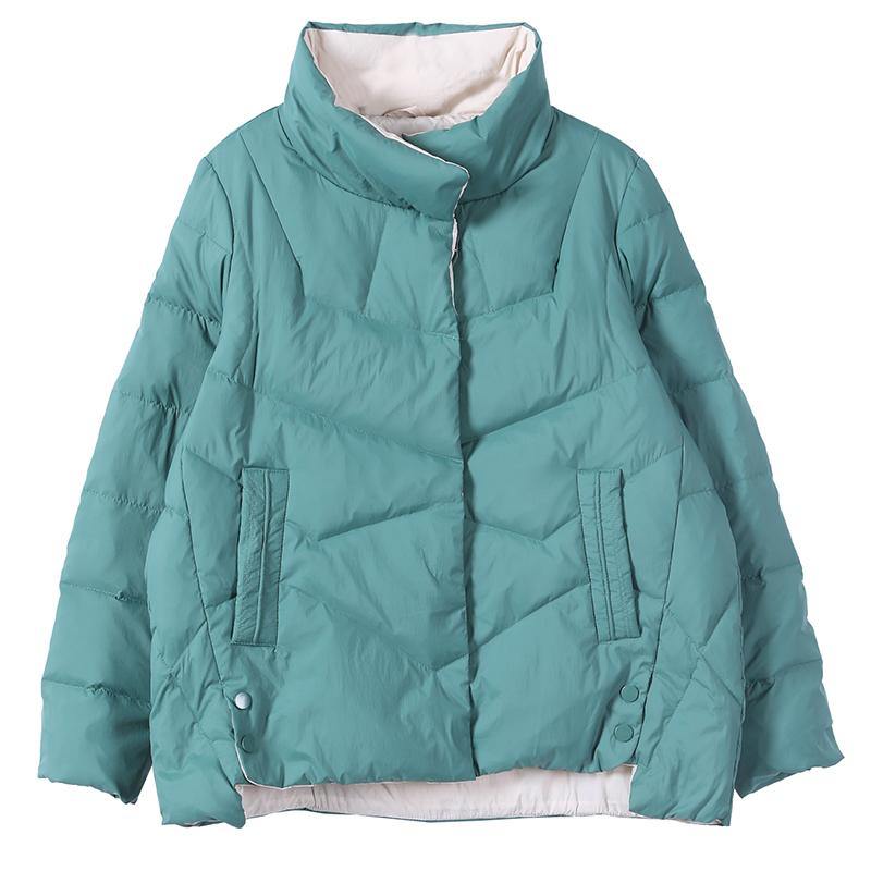 WW | casual down jackets coats black stand-up collar pockets warm winter coat