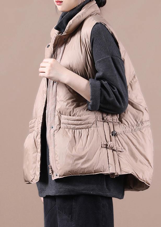 WW | lässige Damen Parka Mäntel Khaki Stehkragen Reißverschluss Daunenjacke
